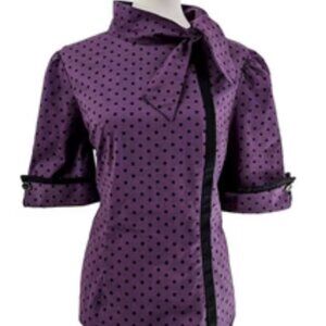 Tie-Neck Thoughtful Top - Purple Polka Dot
